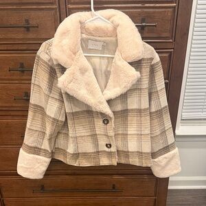 Plaid Faux Fur Women's Jacket